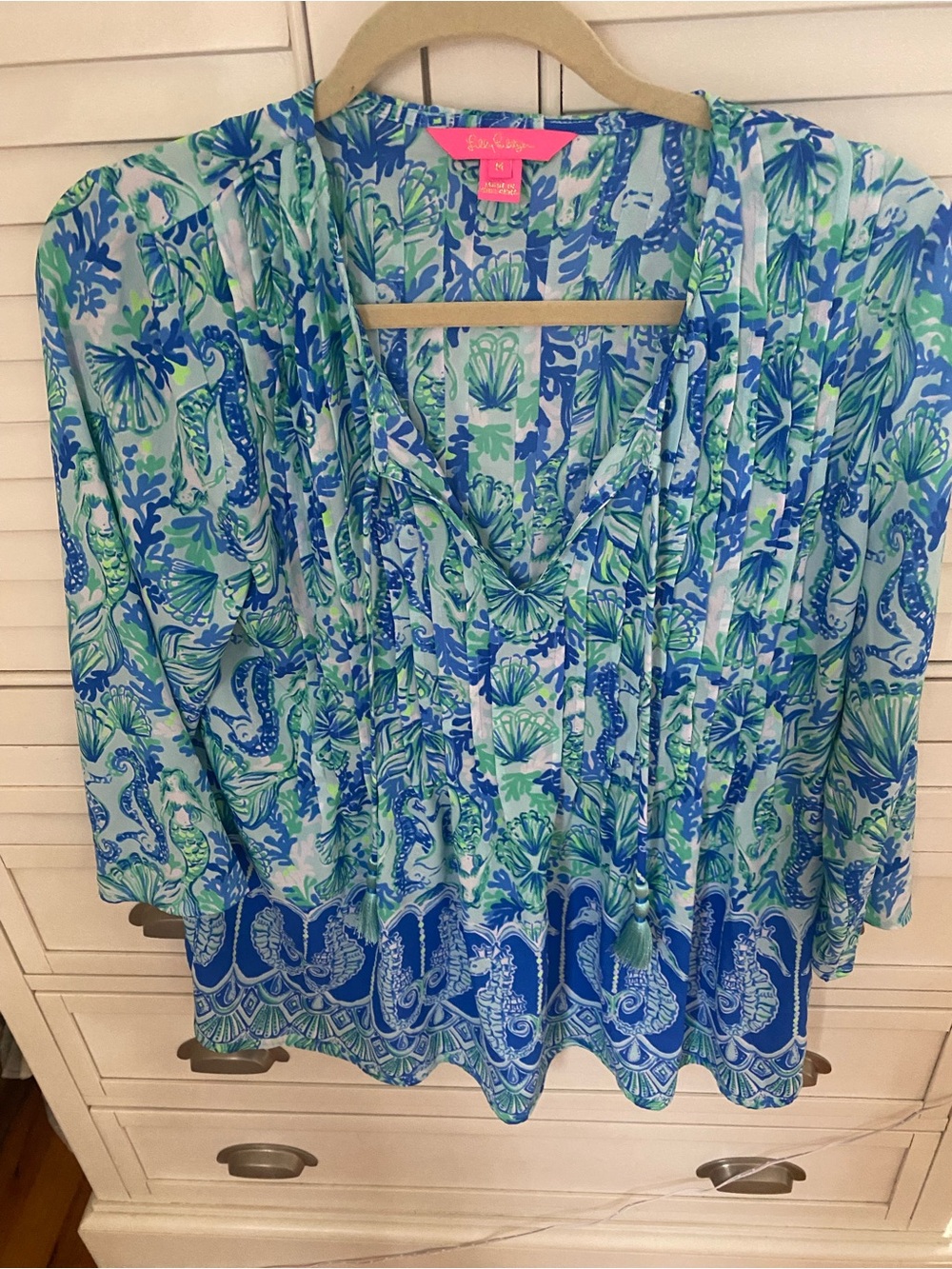 Lilly Pulitzer Blue & Green Seashell-Print V-Neck Tunic